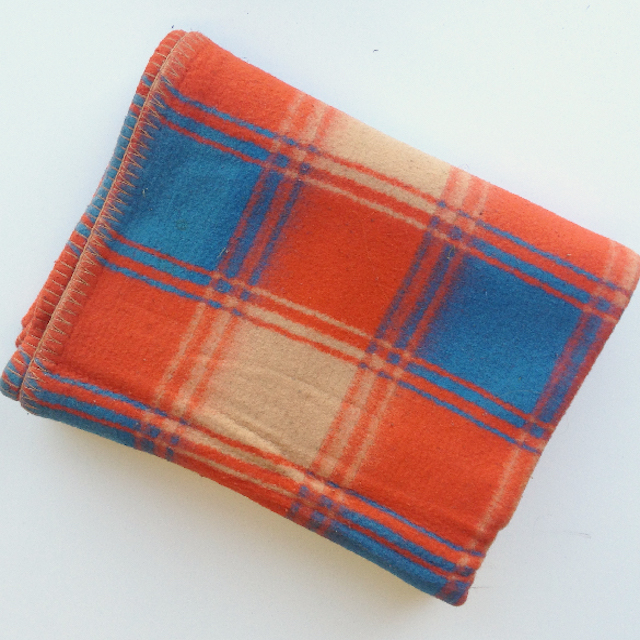 BLANKET, Blue Orange Tartan